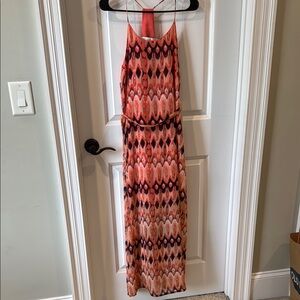 NWT Size XS Elegant Sleeveless Patterned Maxi Dress with Belt